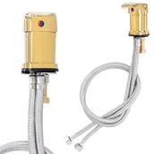 Pozostałe akcesoria fryzjerskie - Bateria do myjni fryzjerskiej kompletna chrom armatura wąż AK-R-M-07-GOLD - miniaturka - grafika 1