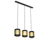 Lampy sufitowe - QAZQA Vintage hanglamp zwart met messing langwerpig 3-lichts - Kayleigh - miniaturka - grafika 1