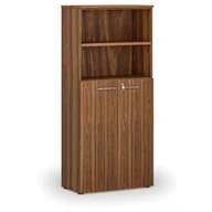Szafy biurowe - Szafa biurowa kombinowana PRIMO WOOD, drzwi na 3 poziomach, 1781 x 800 x 420 mm, orzech - miniaturka - grafika 1