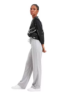 Spodnie damskie - Trendyol Damskie spodnie dresowe z wysokim stanem z prostymi nogawkami, Szary, S - grafika 1