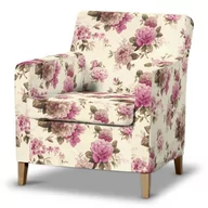 Pokrowce na meble - Dekoria pl pl Pokrowiec na fotel Karlstad różowo-beżowe róże na kremowym tle 61 x 56 x 80 cm Londres 621-141-07 - miniaturka - grafika 1
