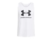 Koszulki sportowe męskie - Under Armour UA Sportstyle Logo Tank, biały/czarny, LG - miniaturka - grafika 1