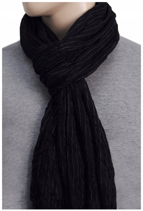 WISKOZA 100% SZEROKI Duży Szalik Szal CZARNY W19