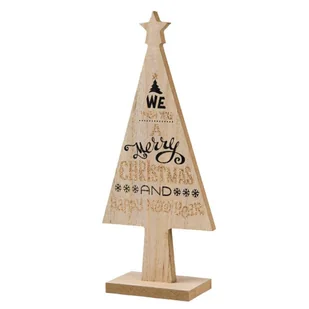 Choinka drewniana beż 25 cm wzór 2 - Ozdoby bożonarodzeniowe - miniaturka - grafika 1