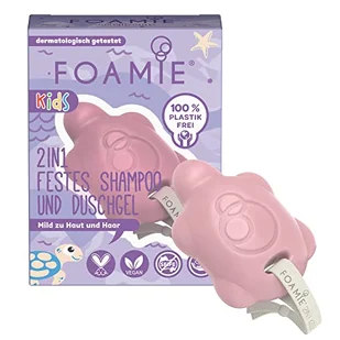 Foamie 2 w 1 stały szampon i żel pod prysznic dla dzieci, szampon dla dziewcząt z ekologicznym olejkiem migdałowym i brzoskwiniowym dla lepszego rozczesywania, łagodny dla skóry i włosów, 100% - Kosmetyki kąpielowe dla dzieci - miniaturka - grafika 1