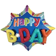Balony i akcesoria - Amscan Balon foliowy "Happy BDAY", 35" STR 33574 - miniaturka - grafika 1