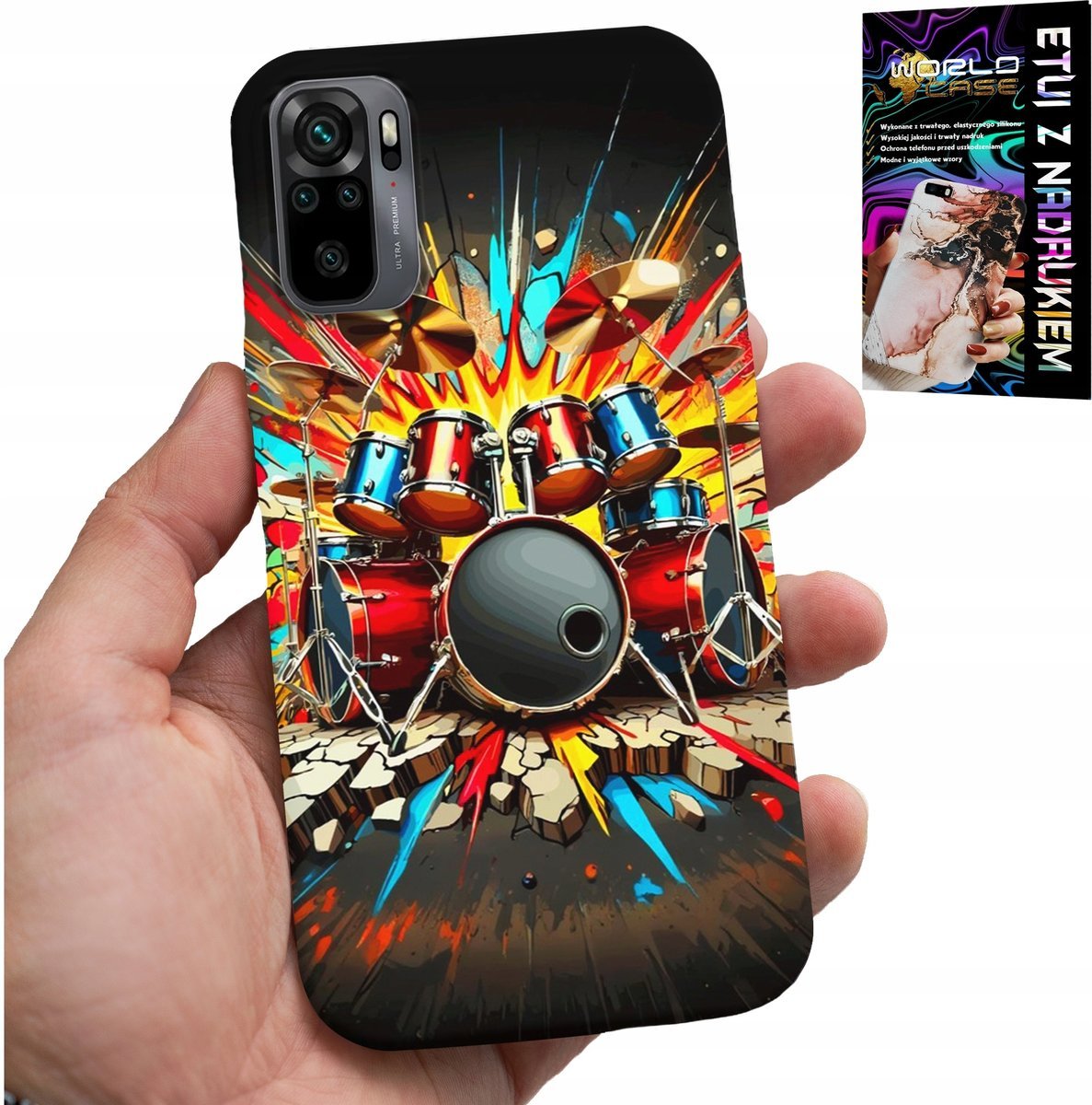 ETUI DO XIAOMI NOTE 10 / 10S - ROCK PERKUSJA BĘBNY ROCK & ROLL + FOLIA