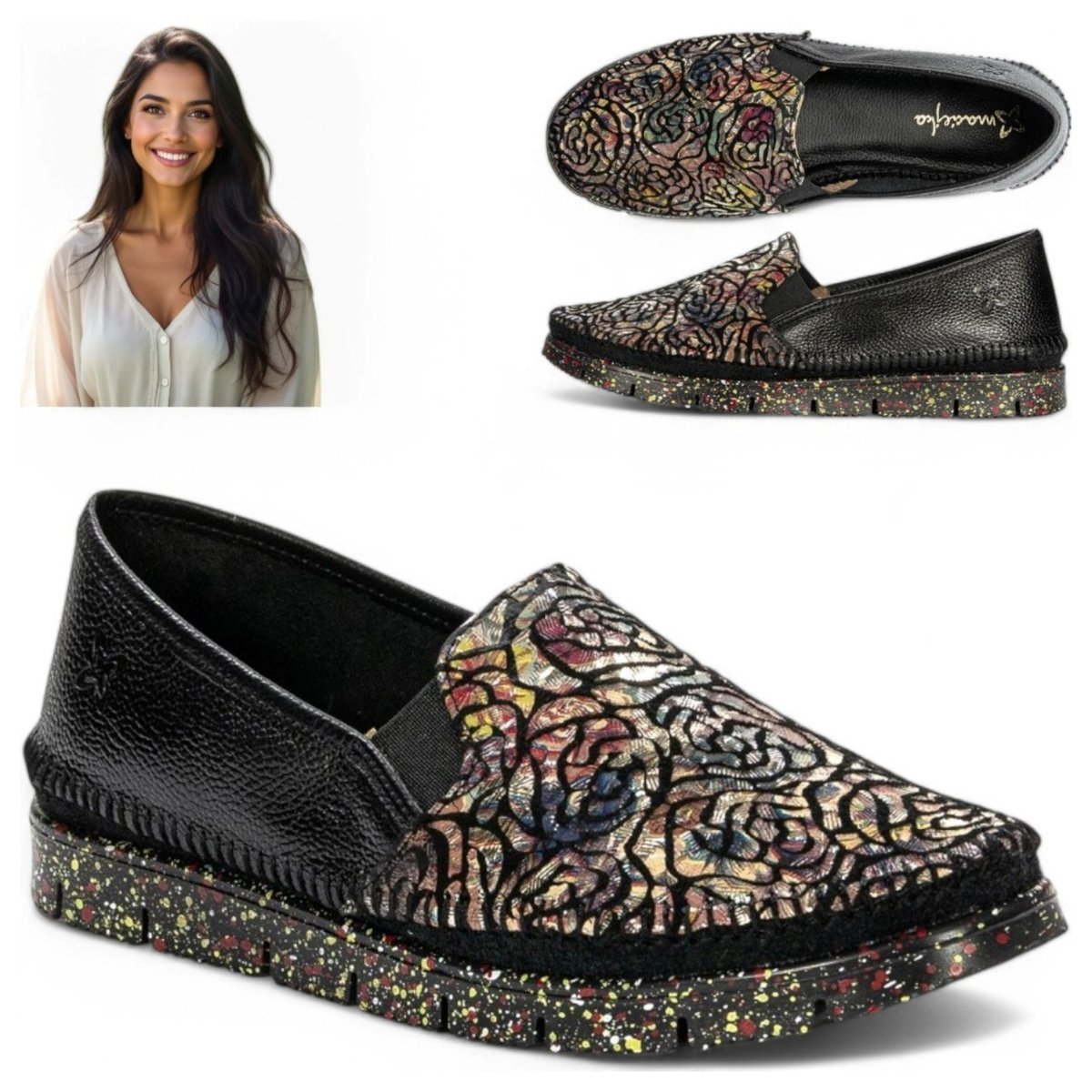 Półbuty Damskie Maciejka SKÓRZANE Czarne Espadryle Oddychające Wiosenne 40