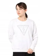 Bluzy damskie - GUESS SZARA BLUZA Z CYRKONIAMI I LOGO S WŁF - miniaturka - grafika 1