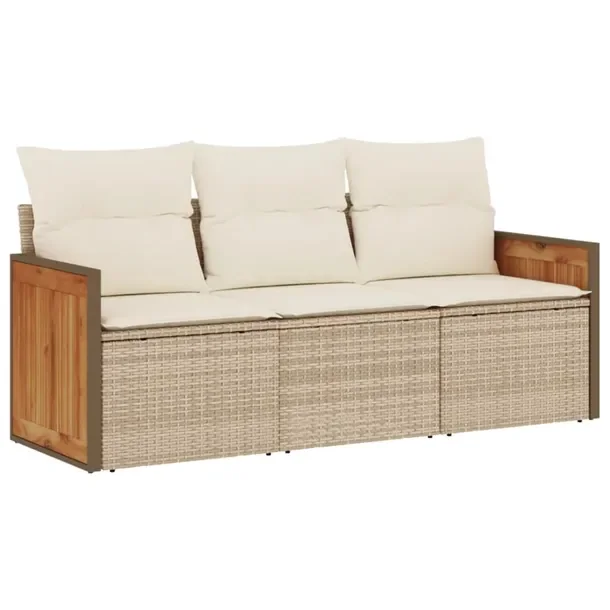 Modułowy zestaw wypoczynkowy z rattanem PE, beżowy, wymiary: 55x62x69 cm
