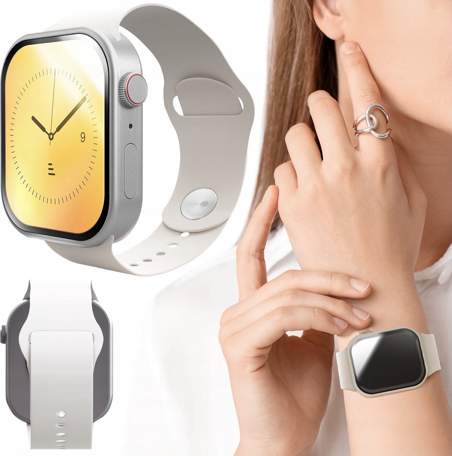 Hello Case Pasek Do Apple Watch 8 / SE / 4 / 5 / 6 / 7 38mm / 40mm / 41mm Biały S/M