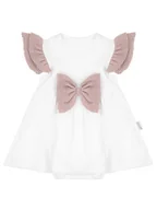 Body dla niemowląt - Dziewczęce Sukienko-body krótki rękaw Białe Nicol,r.68 - miniaturka - grafika 1