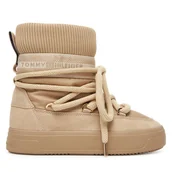 Śniegowce damskie - Śniegowce Tommy Hilfiger Tommytech Logotape Snowboot Warm FW0FW08998 Beżowy - miniaturka - grafika 1
