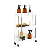 Wózki kuchenne - Wózek kuchenny OTE Slim Tro L, 3 półki, plastikowy, biały - miniaturka - grafika 1