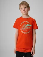 Koszulki dla chłopców - 4F T-shirt loose z nadrukiem chłopięcy - czerwony 164 (13-14 lat) - miniaturka - grafika 1