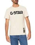 Koszulki męskie - G-STAR RAW Koszulka męska G-Star Round Neck, beżowy/khaki (Bisque 336-205), S - miniaturka - grafika 1