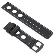 Akcesoria do pulsometrów i zegarków sportowych - moVear uStrap R1 Skórzany pasek do Garmin Fenix 6X / 5X / 3 - Pro, Plus, Solar (koperta 51mm) z adapterem QuickFit 26mm | Czarny ze srebrnym przeszyci - miniaturka - grafika 1