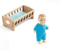 Domki dla lalek - Figurka chłopczyka z łóżeczkiem Sasha Djeco - miniaturka - grafika 1