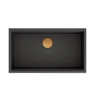 Zlewozmywaki - QUADRON Zlewozmywak CLARK 840 onyx, odpływ miedziany BM3319101U-BL-PVDC10 - miniaturka - grafika 1
