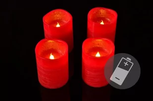 Nexos Dekoracyjny zestaw LED - 4 woskowe świeczki - czerwony - Oświetlenie świąteczne - miniaturka - grafika 1