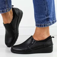 Półbuty damskie - Czarne półbuty damskie na koturnie Vinceza 87700 - miniaturka - grafika 1