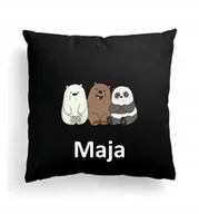 Poduszki dekoracyjne - Foto Poduszka Czarna Między nami, misiami +IMIĘ #7 - miniaturka - grafika 1