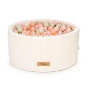 Suche baseny - Suchy basen 90 x 40 cm + 200 różowo-brzoskwiniowych piłeczek kulek w zestawie - sztruks - jasny krem - miniaturka - grafika 1