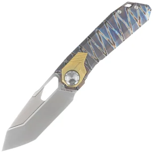 Nóż składany Remette Peregrine Falcon Tiger Stripe / Gold Titanium, Hand Grinding Pearlescent M390 (RTT1-C) - Noże - miniaturka - grafika 1
