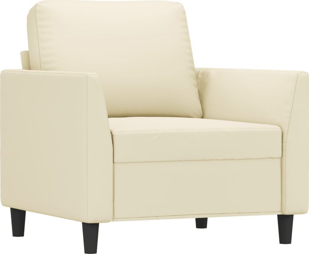 Fotel, kremowy, 60 cm, obity sztuczną skórą