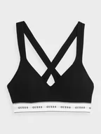 Bielizna sportowa damska - Biustonosz treningowy GUESS CARRIE PADDED TRIANG - czarny - miniaturka - grafika 1