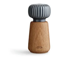 Młynki do soli i pieprzu - Młynek do przypraw z drewna dębowego z antracytowym porcelanowym detalem Kähler Design Hammershoi, wys. 13 cm - miniaturka - grafika 1