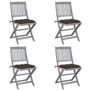 Fotele i krzesła ogrodowe - vidaXL Składane krzesła ogrodowe, 4 szt., poduszki, drewno akacjowe - miniaturka - grafika 1