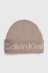 Calvin Klein czapka z domieszką wełny kolor beżowy - Czapki damskie - miniaturka - grafika 1