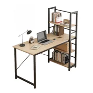 Biurka - BIURKO MŁODZIEŻOWE Z REGAŁEM KOMPUTEROWE PÓŁKI METAL PRAKTYCZNE JASNY BRĄZ - miniaturka - grafika 1