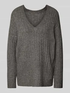 Sweter z dzianiny z dekoltem w serek model ‘MIRAZ’ - Swetry damskie - miniaturka - grafika 1