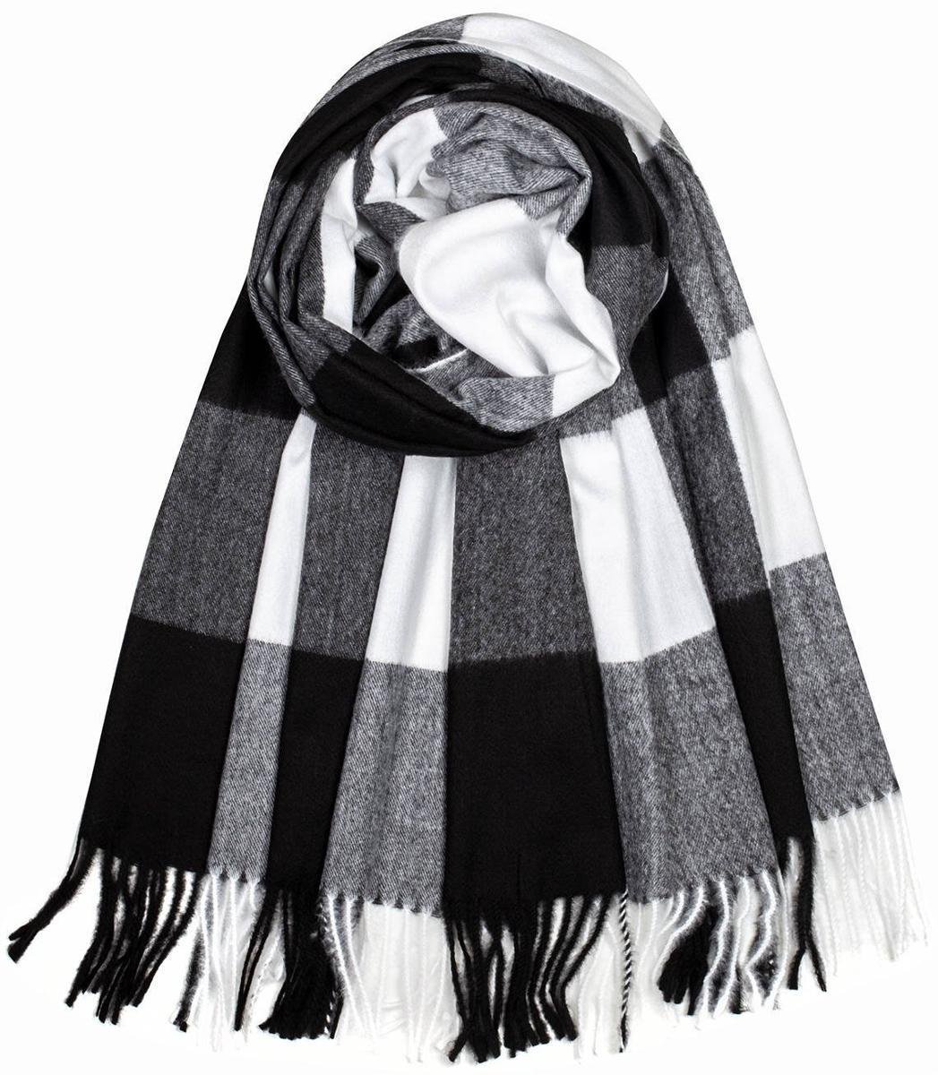Ciepły szal szalik w kratę z frędzlami Piękne kolory Długi