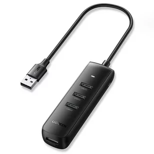 Ugreen HUB 4w1 USB - 4x USB Typ A 3.0 PD DC 12V 0.25m czarny (CM416 10915) - Huby USB - miniaturka - grafika 1