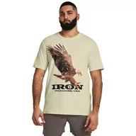 Koszulki sportowe męskie - Męska koszulka treningowa Under Armour Project Rock Eagle Graphic SS - beżowa - UNDER ARMOUR - miniaturka - grafika 1