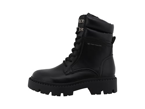 Tom Tailor Damskie 8490140008 modne kozaki, czarne, 41 EU, czarny, 41 EU