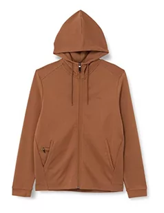 BOSS Męska bluza Saggy Curved z bawełny organicznej z kapturem, zamkiem błyskawicznym i logo, Medium Brown216, S - Bluzy męskie - miniaturka - grafika 1