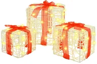 Ozdoby bożonarodzeniowe - vidaXL Pudełko Prezentowe 3 pcs Ciepła biel 20 x 20 x 20 cm Akryl - miniaturka - grafika 1
