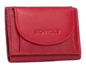 Portfele - Portfel skórzany damski Rovicky mała portmonetka na zatrzask modny portfelik, czerwony - miniaturka - grafika 1