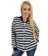 Swetry damskie - Ciepły i przytulny sweter damski w paski jesień zima SARAH - miniaturka - grafika 1