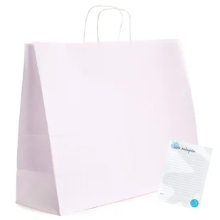 torba PAPIEROWA BIAŁA 50x18x39cm Torby DUŻE torebki na PREZENTY ZAKUPY 25x - Akcesoria do pakowania - miniaturka - grafika 1