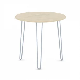 B2B Partner Okrągły stół konferencyjny SPIDER, średnica 800 mm, szaro-srebrny stelaż, blat naturalny dąb 498042 - Stoły i stoliki do biura - miniaturka - grafika 1