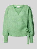 Swetry damskie - Sweter z dzianiny z wiązanym detalem model ‘HOLENE’ - miniaturka - grafika 1