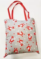 Torby i wózki na zakupy - Torba Na Zakupy 37X38 Szara Renifery Gwiazdki Czerwone Białe - miniaturka - grafika 1