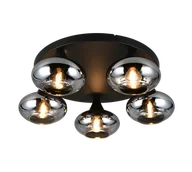 Lampy sufitowe - DIVINA R66645054 lampa sufitowa czarna z kloszami ze szkła dymionego 5xE14 - miniaturka - grafika 1