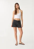 Spodenki damskie - Stradivarius Błyszczące szorty jeansowe Ciemny czarny 42 - miniaturka - grafika 1