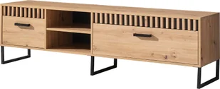 Minio, szafka pod TV, szafka RTV "Melle" 180 cm, panelReplika acyjny z listwami lub bez, kolor dąb Artisan/czarny matowy - Szafki RTV - miniaturka - grafika 1